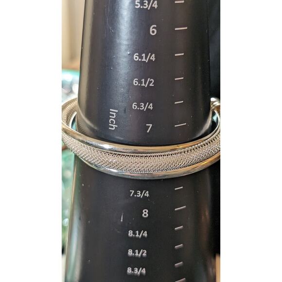 Stamped 925 Silver Reticulated Mesh Bangle Cuff Bracelet - Picture 5 of 7